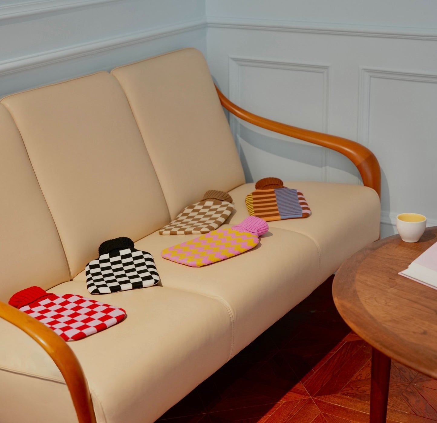 Casa Rolio organic, colourful, designer hot water bottle. Crafted for comfort and style, this vibrant, eco-friendly accessory adds a touch of luxury while keeping you warm and cozy.
