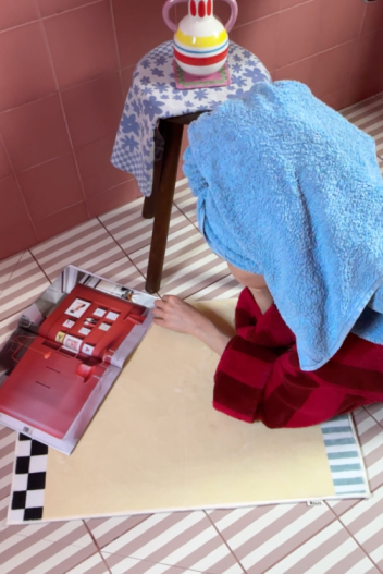 Casa Rolio Cream Soda Bath Mat - Designer bath mats in dynamic colors, featuring absorbent fabric and durable rubber backing