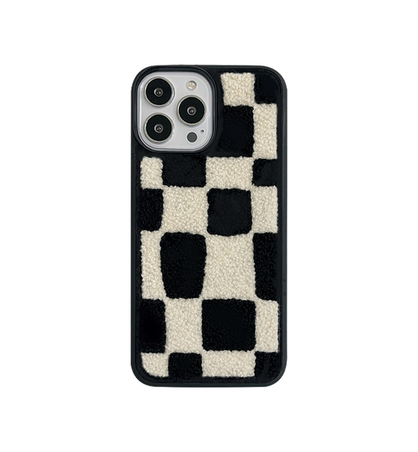 Casa Rolio Mono tufted iPhone case in cream with geometric quilted pattern and silicone grip